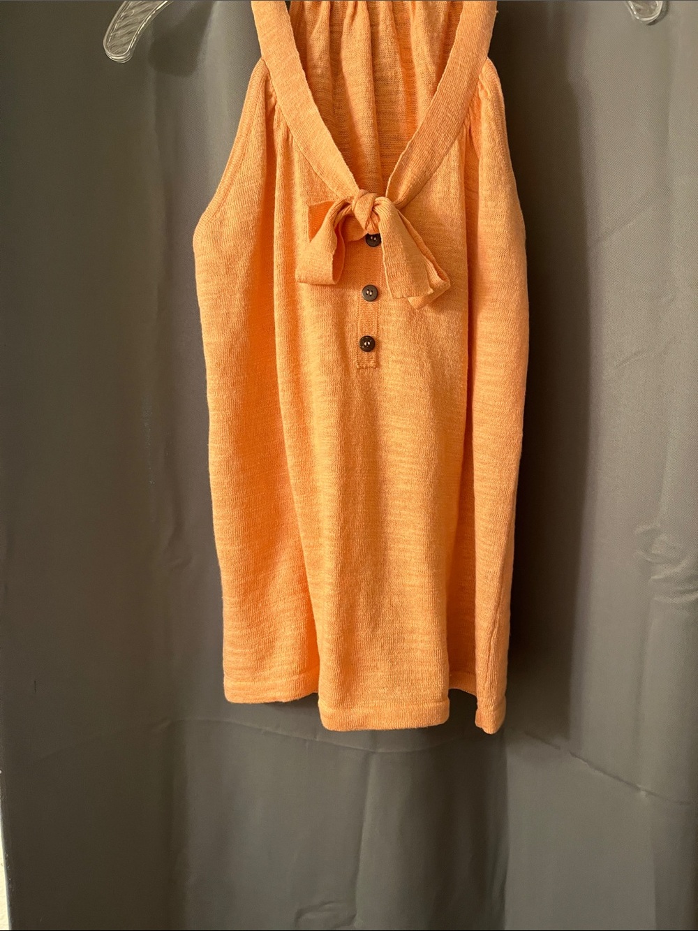 Sleeveless Tie-Neck Orange Tank Top